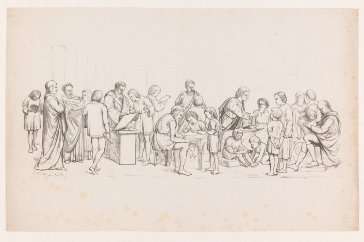 Schrijfkunst, Wilhelmus Petrus van Geldorp, 1872. Publiek domein via Rijksstudio