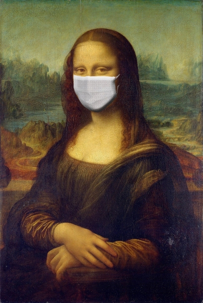 Mona Lisa met mondmasker. Foto: Sumanley xulx via Pixabay