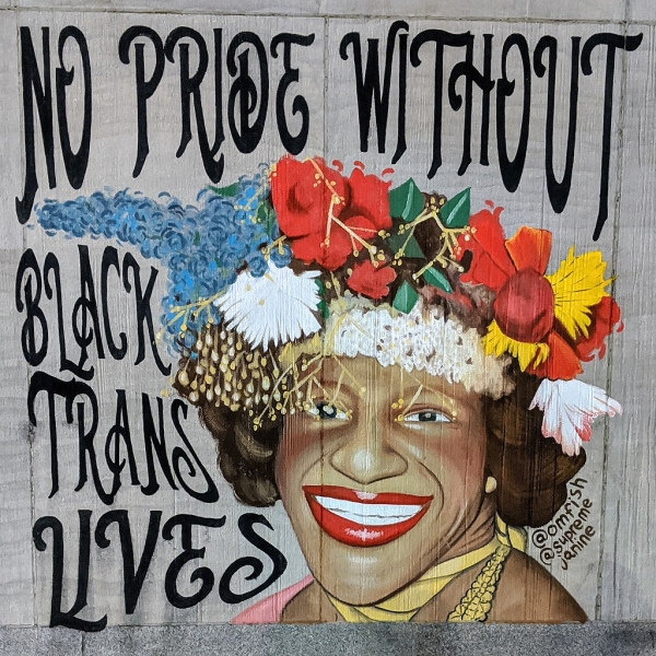 No Pride without Black Trans Lives. Mural van Marsha P. Johnson. Eden, Janine and Jim via Wikimedia Commons, CC BY 2.0