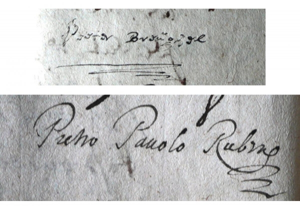 Handtekeningen Breughel de Jonge en Rubens