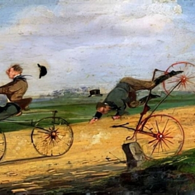 A Race between Lallement Velocipedes (Samuel H.G. Alken, 1869)