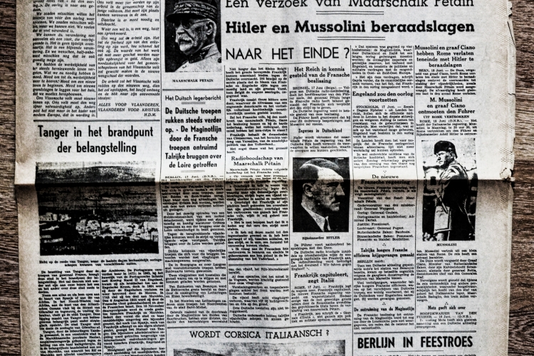 Voorpagina van Het Nieuws van den Dag, 10 juni 1940, Public Domain, Wiki Commons, Isai Symens op Wiki