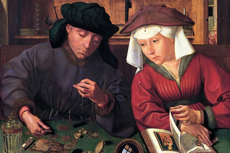 De goudweger en zijn vrouw, Quinten Matsijs, 1514. CC0 via Wikimedia Commons