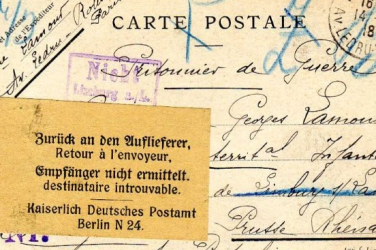 De brief van Angèle Plouvier bereikte nooit haar echtgenoot Georges Lamour. Privécollectie Dominique Vitale