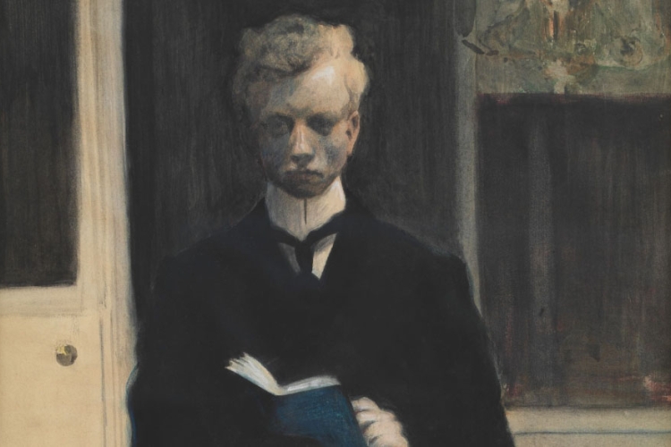 Léon Spilliaert, Zelfportret met blauw schetsboek, 1907, collectie KMSKA, © Hugo Maertens