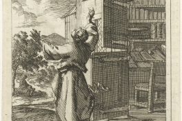 Man heeft zijn studeervertrek verlaten om buiten de hemel te aanschouwen, Jan Luyken, 1689 © Rijksstudio