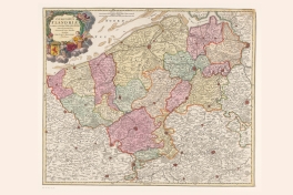 Kaart van het graafschap Vlaanderen, gedateerd op 1674-1724. Publiek domein via Rijksstudio.