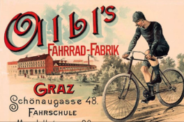 Advertentie voor Albl’s fietsfabriek en -school in Graz, 1893.  © Steiermärkisches Landesarchiv